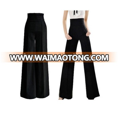 Womens Vintage Career Slim High Waist Flare Wide Leg Long Pants Palazzo Trousers L1089