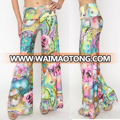 New Fashion Bohemian Style Floral Wide Leg Pants For Women L1752